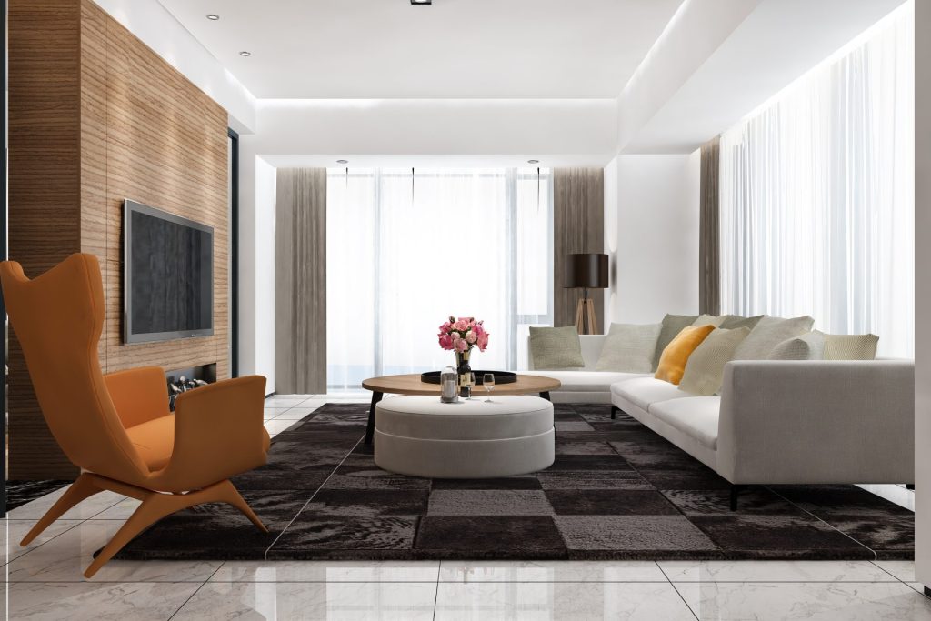 white and brown living room set